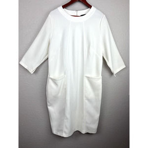 Eloquii White Sheath Dress Plus Size 16 Pockets Career Work Classic Capsule Mono